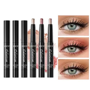 8 Color Shimmer Highlighter Eyeshadow Stick, Long-Lasting Natural Brightening, Lazy Eye Shadow Brush Set, One-Touch Application