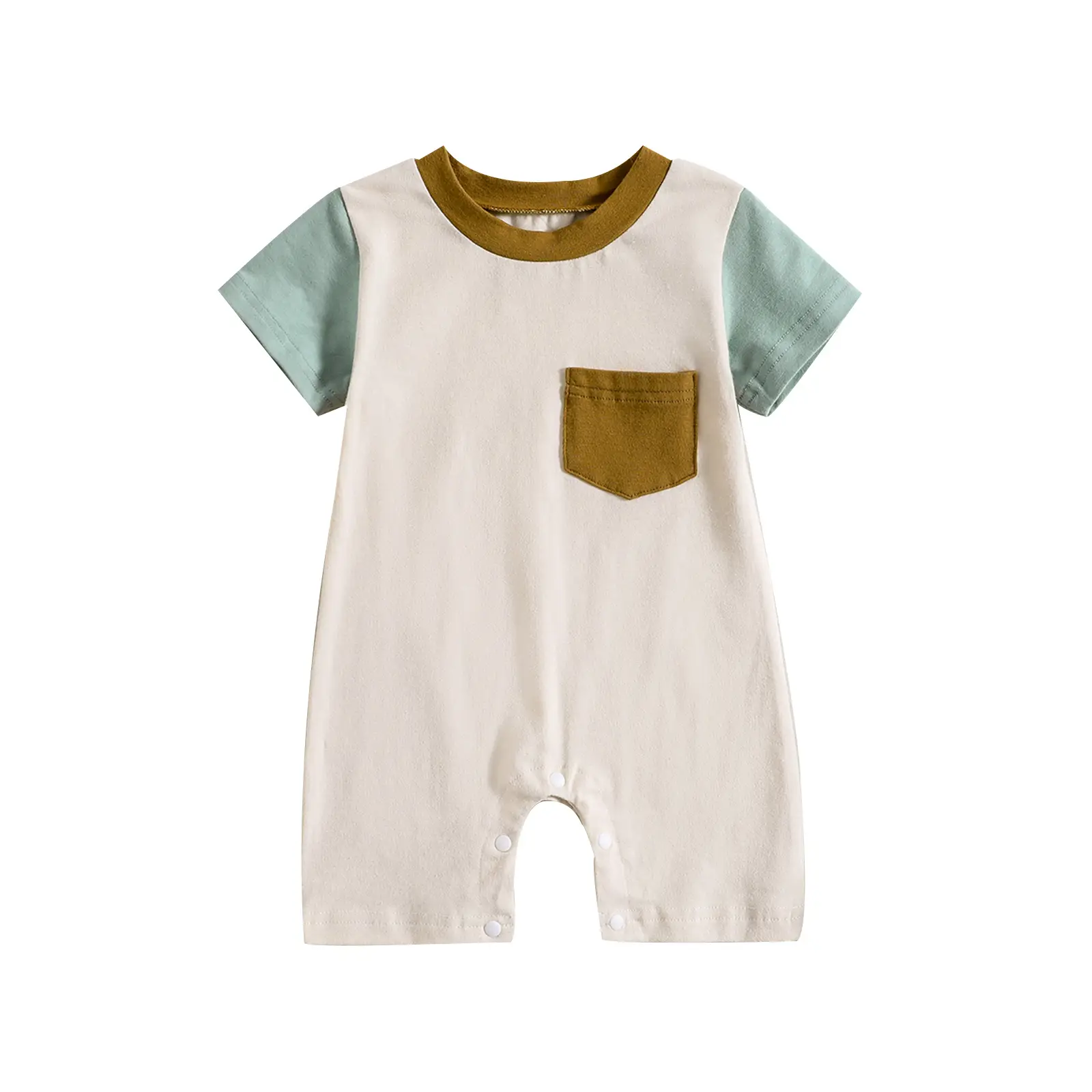 Newborn Infant Baby Boy Girl Short Sleeve Romper Color Contrast Jumpsuit Shorts Summer Outfit Casual Clothes