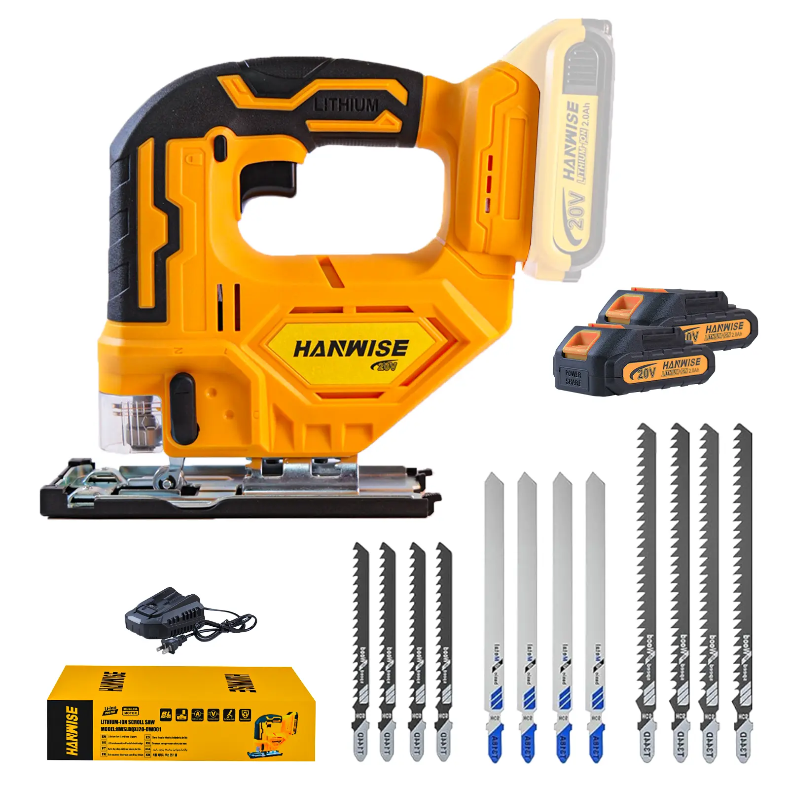 Upgraded 20V Brushless Cordless Jig Saw Kit w/ Battery & Charger | Adjustable Orbital Settings | Multi-Purpose Power Tool for Straight, Curve, Bevel & Circle Cuts | Heavy Duty Woodworking DIY Tool