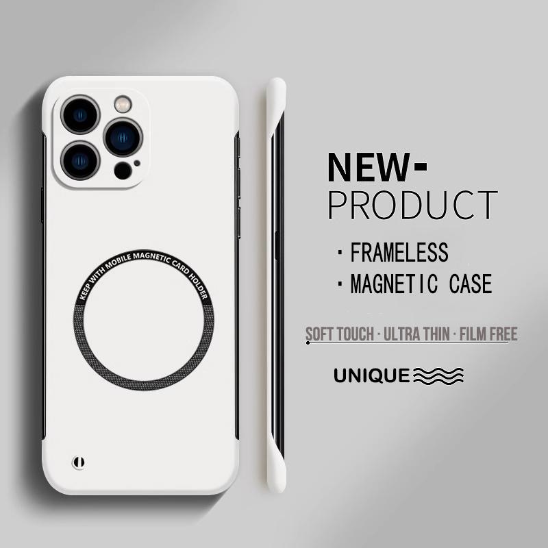 Ultra Thin Hard PC Magnetic Frameless Phone Case For Magsafe iPhone 15 14 Pro Max 13 12 Mini 11 Pro Max Matte Color Solid Cover