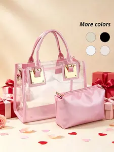 Women's Transparent Handbag, Fashionable Handbag, Transparent Shoulder Bag, Casual Trendy Versatile High-quality Daily Commuting Bag, Fashion Elegant Handbag, Stylish Versatile Bag