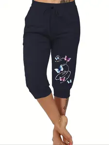 Lightweight Breathable Women's Harem Pants, Loose Casual Elastic Waist Mid-Thigh, Suitable for Yoga, Exercise & Workout, Perfect for Any Occasion