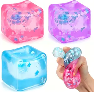2pc Magic Snowflake Shimmer Cube Soft Squishy Toy, Stress Ball — Perfect for ASMR enthusiasts and stress relief lovers!