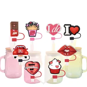 8-Pack Cute Straw Dust Plugs, Food-Grade Silicone Straw Toppers Compatible with Stanley Cup 40oz Tumbler, Reusable Dust-Proof Straw Covers for Home/Office/Travel, Perfect Gift for BFFs/Couples Romantic Drinkware Insulated Portable