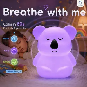 BREATHING PAL Standard Size Guided Breathing Light - Colorful Ambient Calming Lights, Anxiety & Stress Relief Mindfulness Tool for Kids, 3 Modes 4-7-8 Box Breathing Exercises, Calm Corner Sleep Aid, 10 Characters, Sensory Relaxation, 20hr Battery, Colorfu