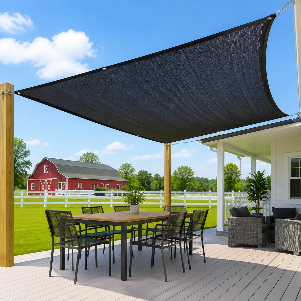 10×13 ft Black Breathable Sunshade Net with Edge Buttons, Home Supplies Rain Cloth for Farm Animals & Greenhouses reinforce rivet dustproof protection foldable lightweight canopy