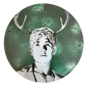 Oliver 12'x12' Vinyl Painting - Artistic Wall Decor Handmade Stencil Print with Clear Coat for Room Decoration