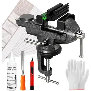 Golf Grip Kit for Regripping Golf Clubs - -in- Golf Regripping Kit with Portable Table Rotating Vise Rubber Clamp, Hook , Grip Tape, Solvent & Tools - Golf Grip Replacement Kit