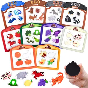 JoyCat Wooden Fridge Magnets, Large Size Farm & Zoo Fridge Magnets, 50Pcs Magnetic Color Sorting Refrigerator Toys, Educational Learning Gifts