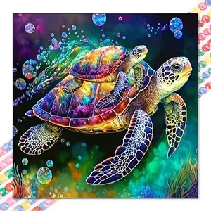 1 DIY Diamond Painting Set, 5D Diamond Art Set, DIY Decoration, Colorful Turtle Diamond Painting Set with Full Round Diamonds, Mosaic, Diamond Art, DIY Art Home Decoration, Suitable for Christmas.