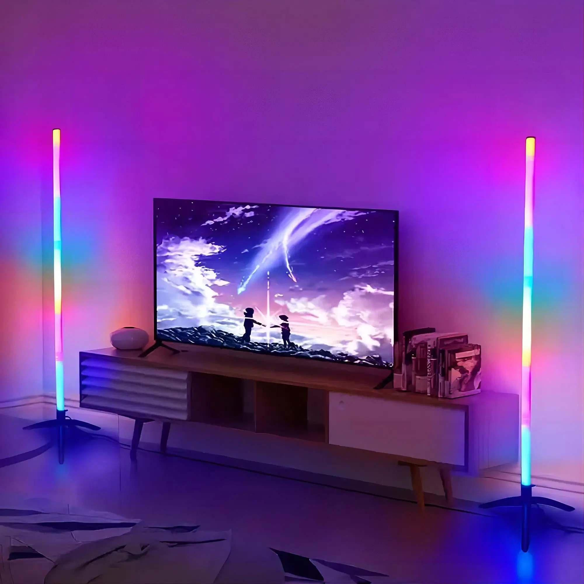 USB Powered LED Floor Lamp, Color Changing LED Floor Light with Remote Control, Decorative Floor Ambient Light for Bedroom, Living Room, Game Room