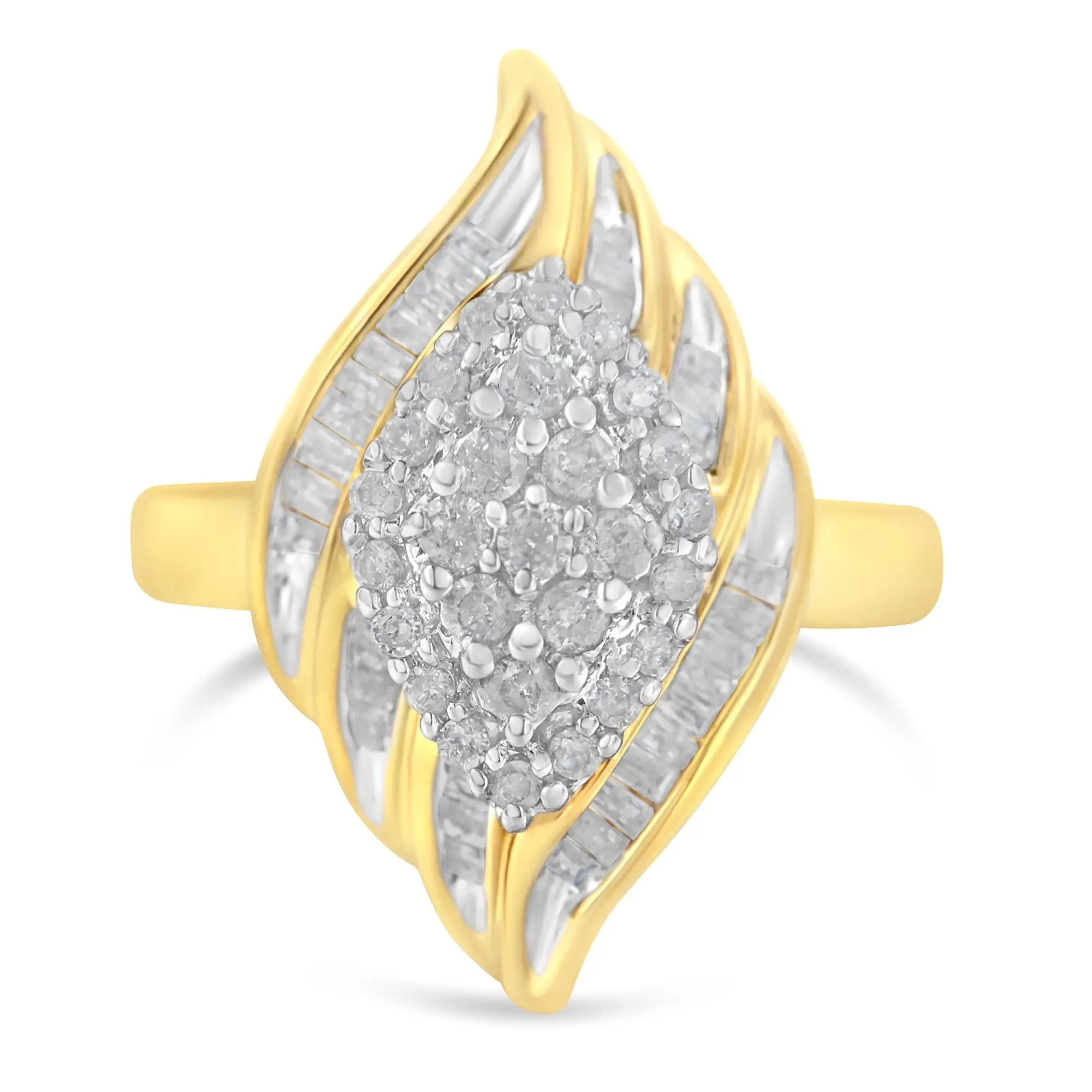 10K Yellow Gold Diamond Cocktail Ring (3/4 Cttw, I-J Color, I2-I3 Clar