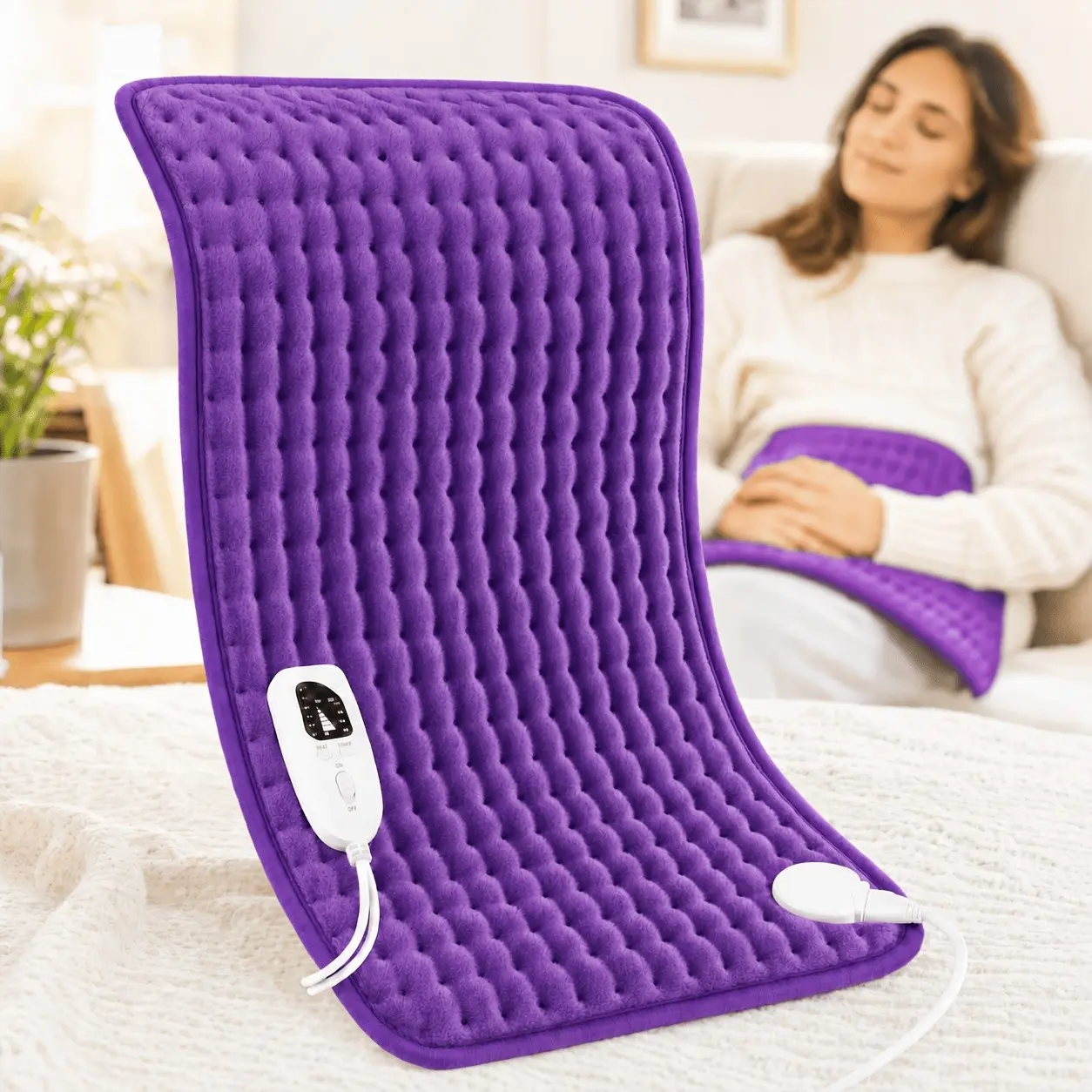Extra Large Heating Pad 24"x12" - 5 Heat Settings, Fast Heating Up to 150°F, 2-Hour Auto Shut Off, Soft Coral, Wet/Dry Use, Machine Washable, Heating Pad for Back, Neck, Shoulders, Knee, Leg, Abdomen & Arms, Ideal Gifts for Parents & Christmas