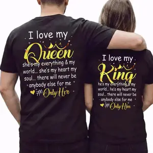 [100% Cotton] I Love My King Queen T Shirt, Matching Couple Tee, Romantic King Queen Graphic Shirt, Valentine Couple Tshirt, Boyfriend Girlfriend Outfit, Anniversary Gift For Him Her, Love Matching Tee