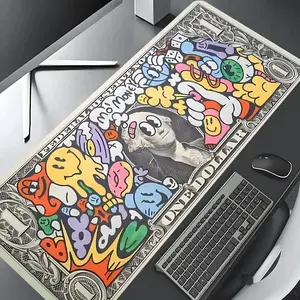 Street Art Dollar Bill Graffiti Design Large Gaming Mouse Pad,Hip-Hop Lovers Aesthetic Desktop Decoration Drotection Pad,Washable Rubber Pad Non-Slip Lock Edge Multi-Size Mouse Pad Suitable For Home Office,Good Gift for Family and Friends