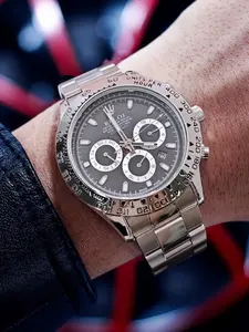 Meteorite Di Series High-End Business Men's Watch, Fully Automatic Analog Mechanical Watch, Skeleton Design, Stainless Steel Strap, Multi-Functional Calendar, Mechanical Style Watches