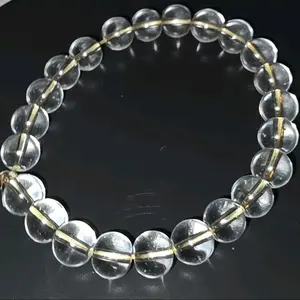 Genuine Clear Quartz Crystal Bracelet - Simple Design with Round Beads, Lightweight and Versatile Accessory
