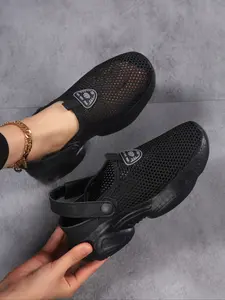 Women's Breathable Knit Slip-On Sneakers, Slip On Style, Comfortable Thick Sole Casual Shoes, Lightweight Low Top Design for All-Day Wear