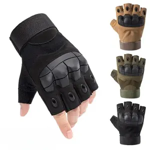 Men's Fingerless Hard Knuckle Combat Gloves for Outdoor Shooting Hunting Paintball Motorcycle Bike Cycling