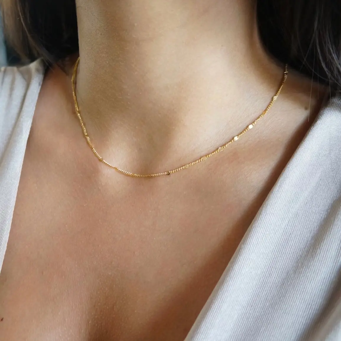 Dainty Gold Mirror Chain Delicate Layering Necklace for Women Female Female Female Anniversary