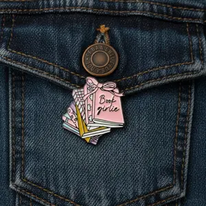 "Book Girlie" Stack of Books Pin