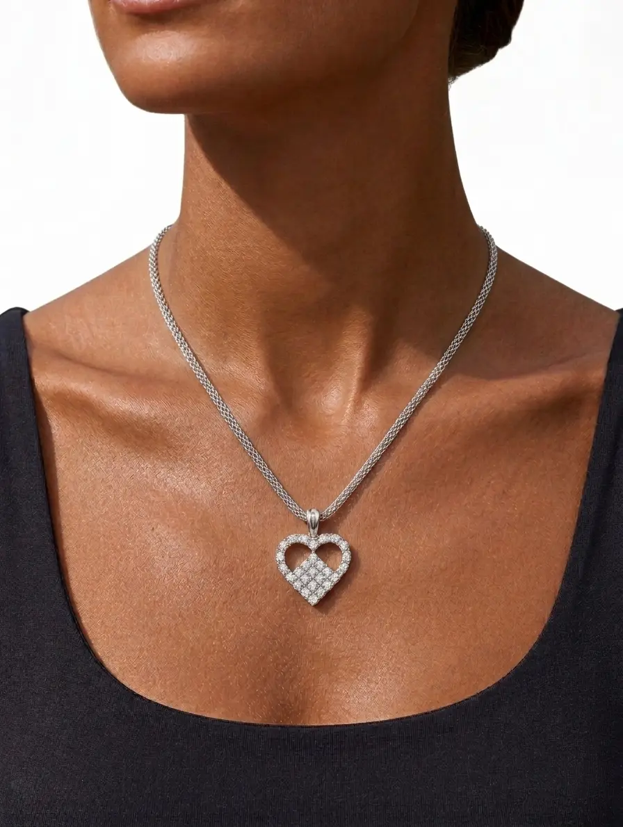 Men's and Women's Diamond Heart Necklace, Simple Everyday Wear Romantic Gift, Deep Meaning Gift, Suitable for All Occasions, Party Fashion Zinc Alloy Necklace, Casual Accessories, Everyday Clothing Decoration，cute necklaces，tarnish proof jewelry