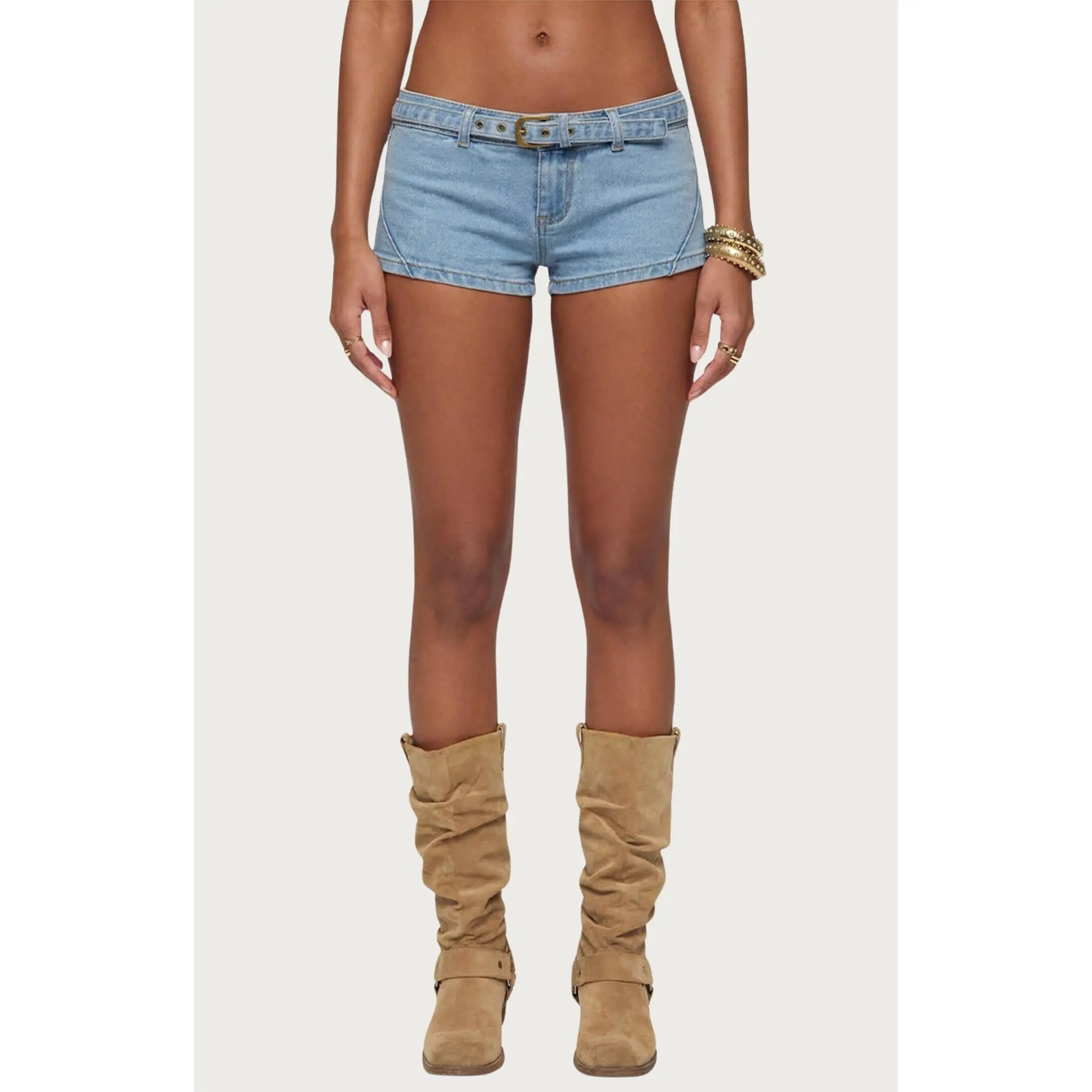 Edikted Women's Ciel Low Rise Denim Micro Shorts