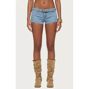 Edikted Women's Ciel Low Rise Denim Micro Shorts