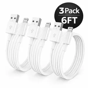3 Pack 6FT Lightning Charging Cables Fast USB USB-A Charger Cable Cord for iPhone 6/7/8/X/11/12/13/14 iPad & AirPods