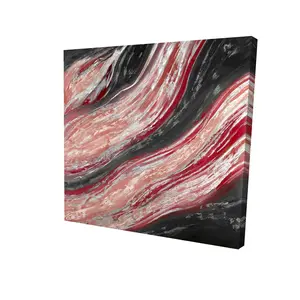 360 Stand Red Wave Abstract Wall Art (Model 2080-3636-AB41-1) - 36x36 in. High-Def Print, Artistic Abstract Waves, Dynamic Sweeps, Contemporary Look, Modern Home Decor for Living Room