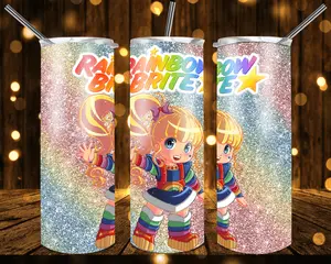 Rainbow Brite Collection Waterslide Wraps for 20oz Skinny Tumbler High-Quality Clear Paper Easy Application No BPA Free Drinkware