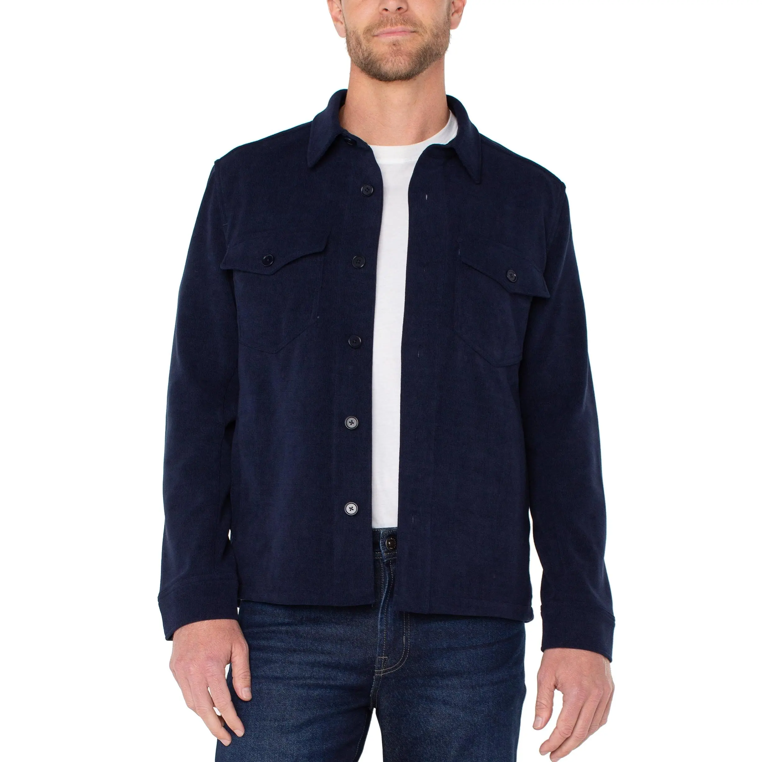 Long Sleeve Corduroy Overshirt - Midnight Blue