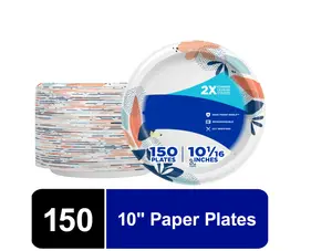 Everyday Disposable Paper Plates 10" Multi-Color 150 Count - Ideal for Everyday Use