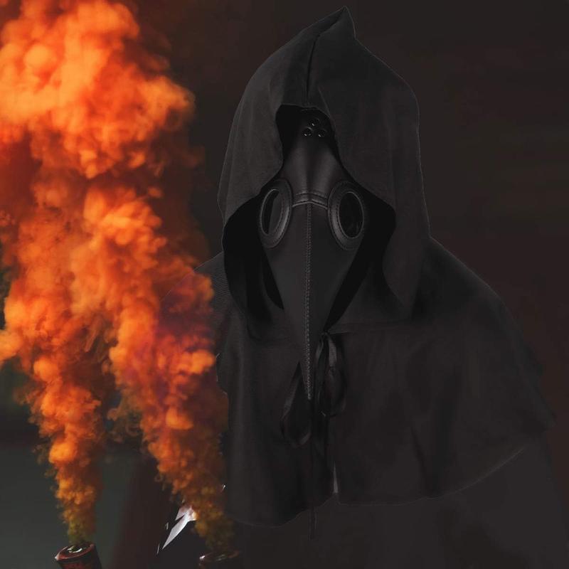Plague Doctor Mask and Cloak Halloween Costumes for Men 3 in 1 Scary Masks for Adult