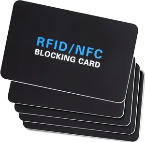 RFID Blocking Card,5Pack Contactless NFC Debit Credit Card Passport Protector blocker,One RFID Card Protects Entire Wallet, without adding bulk Black