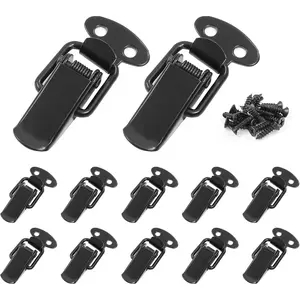 12 Pack 1.8'' Length Spring Toggle Buckle Latch, 304 Stainless Steel Spring Loaded Toggle Catch for Wooden Case Toolboxes, Black
