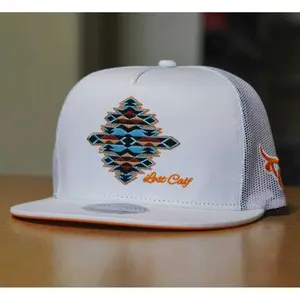 Lost Calf Unisex Gem White Flat Mesh Back Snapback Hats