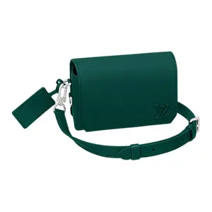 Louis Vuitton Fastline Detachable Adjustable Strap Magnetic Flap Crossbody Bag – Mini Leather Messenger Bag for Men, Dark Green