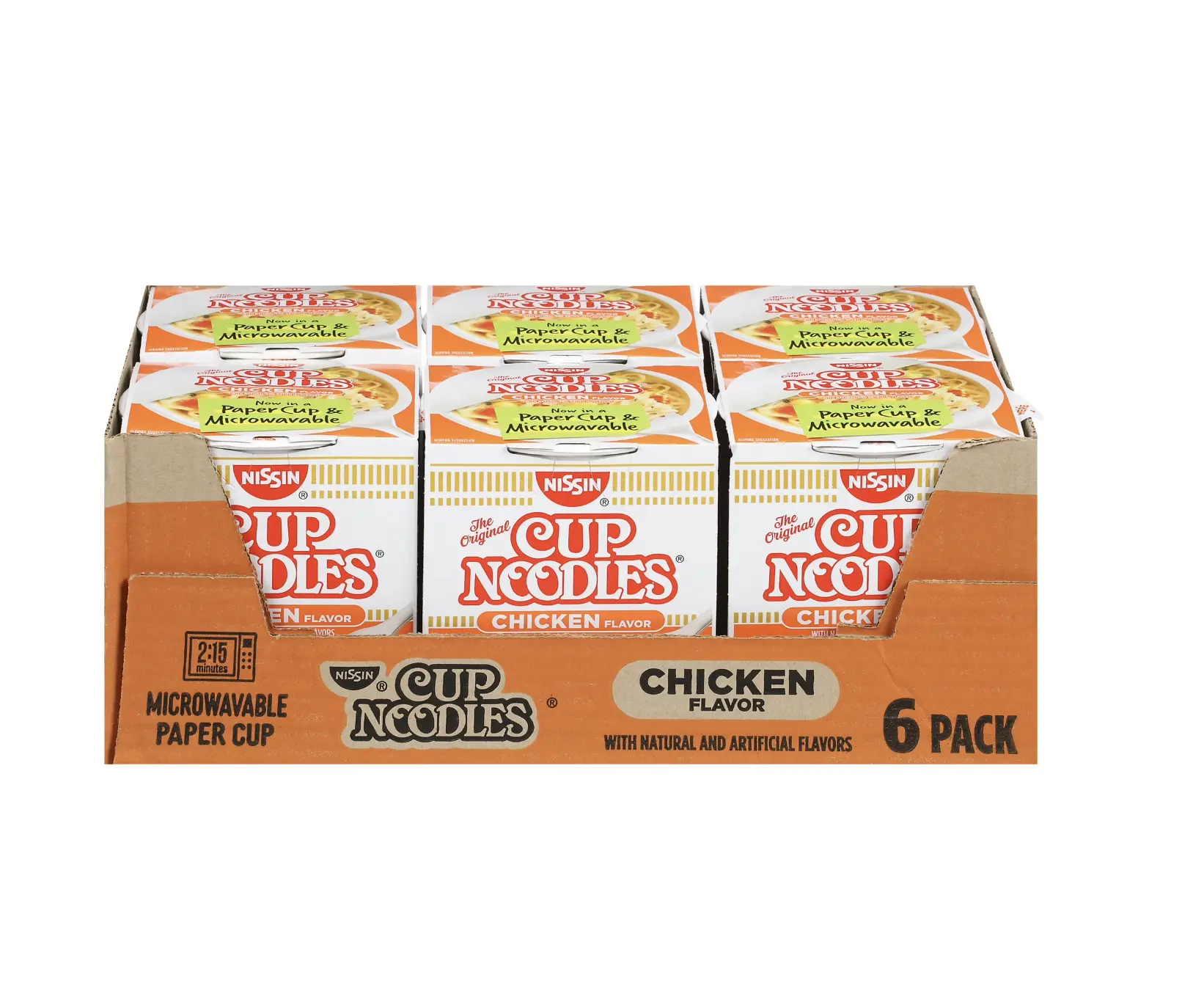 6 Pack Nissin Foods Cup Instant Ramen Noodles Soup, Chicken Flavor, 2.25 oz Cup