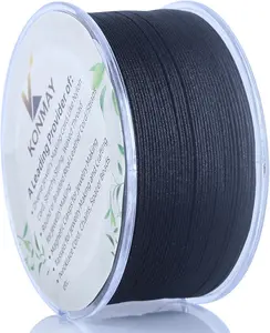 KONMAY 0.4mm Black Nylon String with Case for Bracelets,163 Yards Thin Braided Nylon Satin Cord for Jewelry Making, Beading,Chinese Knotting, Kumihimo, Macramé