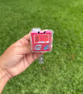 Sharps Container Shaker Badge Reel: Funny Nurse/Medical ID Holder