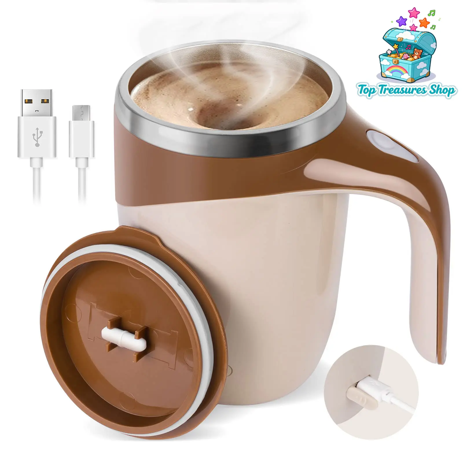 Zorara Self Stirring Coffee Mug, Automatic Magnetic Stirring Coffee Mug, USB Rechargeable Mixing Cup, Electric Self Mixing Mug, Rechargeable Stirring Cup, Suitable for Coffee Powder, Milk, Tea, Cocoa