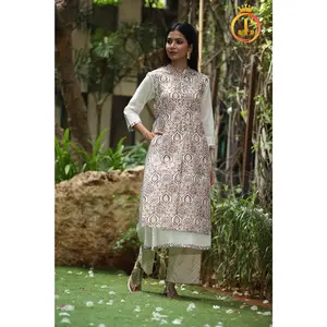Women's Double Layered Kurta and Pant in White