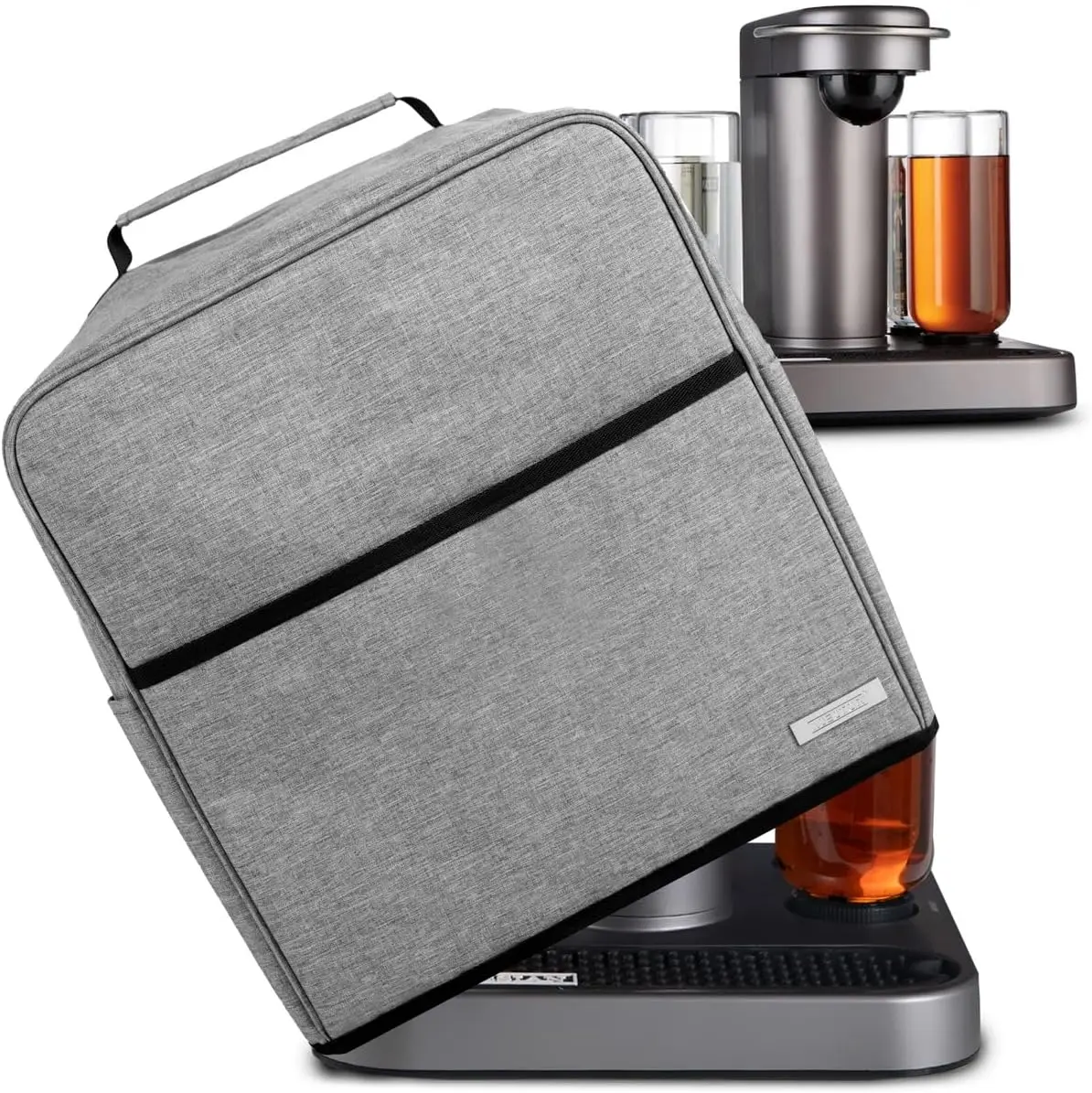 KSESTOR Bartesian Cocktail Machine Dust Cover - Grey, Custom Fit, Durable Nylon, Easy to Clean, Structured Design, Extra Storage Pockets, Ideal for Bartesian Owners