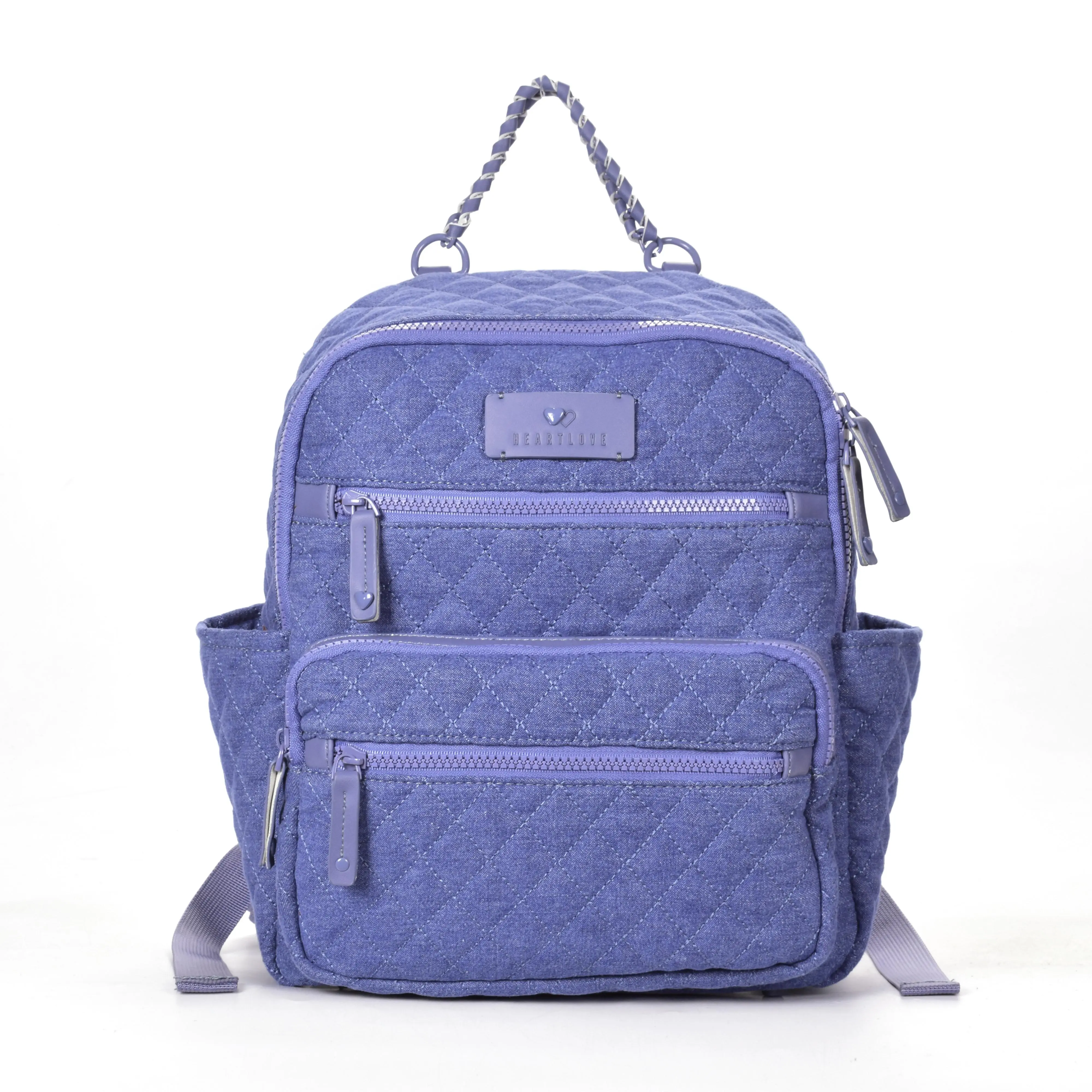 HeartLove by Charo Quilted Denim Backpack Blue Upcycled Eco Friendly New HEART LOVE BY CHARO Navy Blue Women main image 2