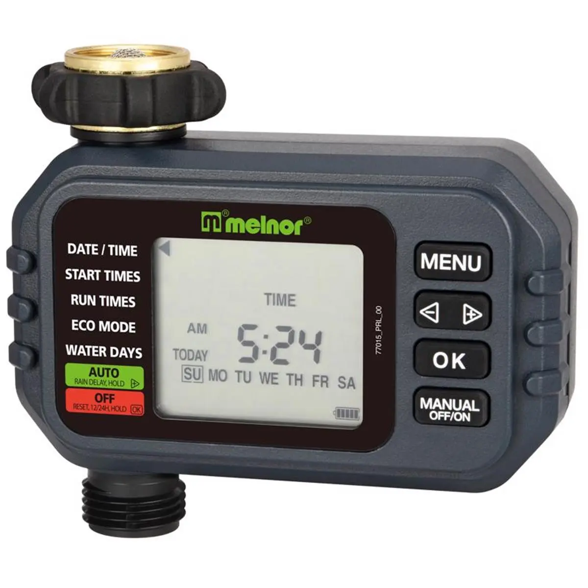 Melnor 1-Zone Digital Garden Water Timer - Automatic Watering System for Outdoor Use, Rain Delay, Dirt-Proof Design, Programmable Start Times, User-Friendly Interface