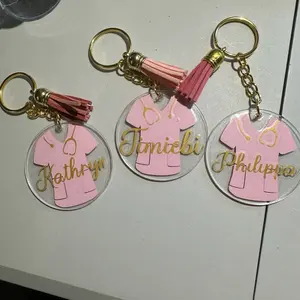Personalized Acrylic Name Keychains for Medical Professionals Metal Coating Metal Coating