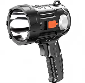 Rechargeable Solar LED Spotlight, Handheld Flashlight with COB Side Light, Portable Searchlight for Outdoor Camping, Fishing, Emergency Use, Multi-Function Manual Tool Accessory