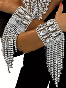 1 piece/glittering multi-layer rhinestone tasseled women's bracelet for parties, daily street wear, and hip hop