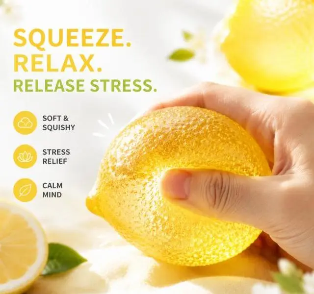 Unisex Lemon-Shaped Stress Relief Ball - Squeezable Stress Relief Toy for Relaxation